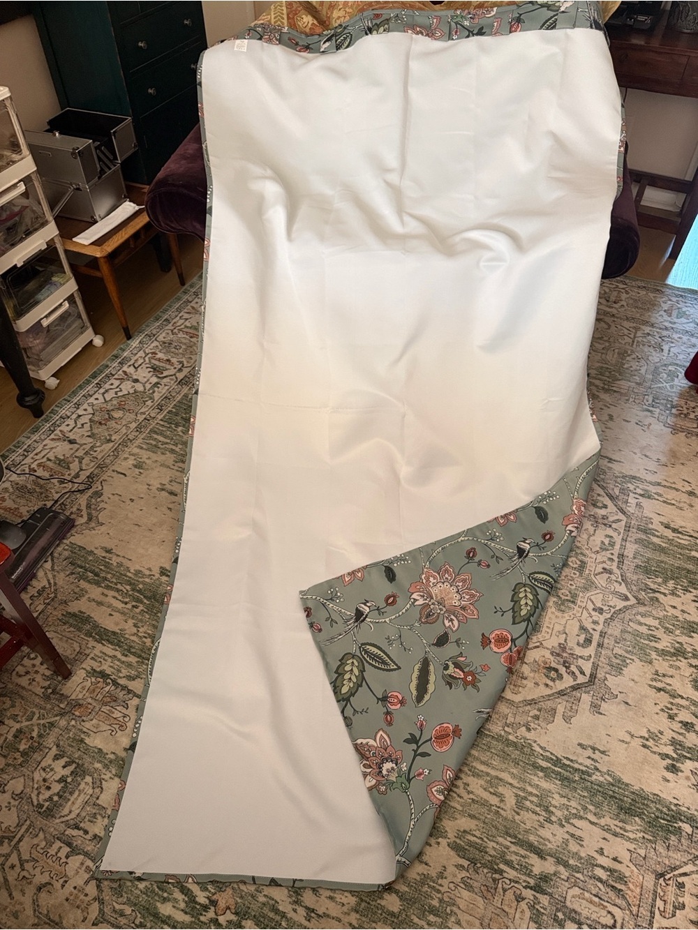 80% Blackout Botanical Sage Green Floral Curtain Panels - Picture 10 of 11